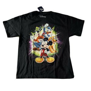 DISNEY Black Kids T-Shirt Size Medium 2012 Mickey Goofy Donald Duck Pluto